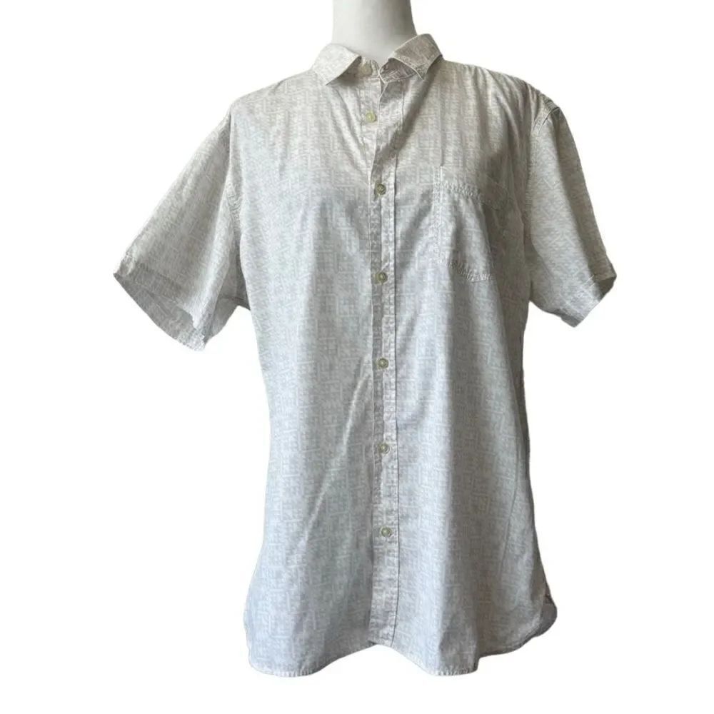 Banana Republic Camden Fit Custom 078 Wash Shirt White Gray SZ L